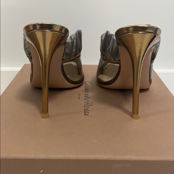 Gianvito Rossi -Ofelia Ruffle Trim PVC Mule- Sz 40 - Picture 5 of 8